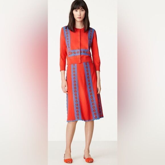 Tory Burch Orange Knit and Crochet Skirt Size Small $395. NWT size L - Picture 9 of 9